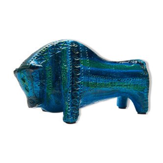 Taurus by Aldo Londi for Bitossi, in blue ceramic, circa 1960