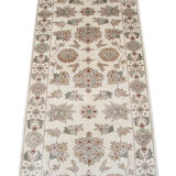 Handmade Ziegler Wool Rug, Cream and Green Wool Runner Rug- 80x185cm
