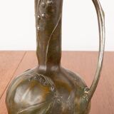 Art Nouveau vase in solid pewter with bronze patina by Louis Chalon 1910.