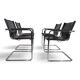 Ensemble de 4 chaises visiteur Matteo Grassi en cuir/chrome, chaises cantilever, 1970.