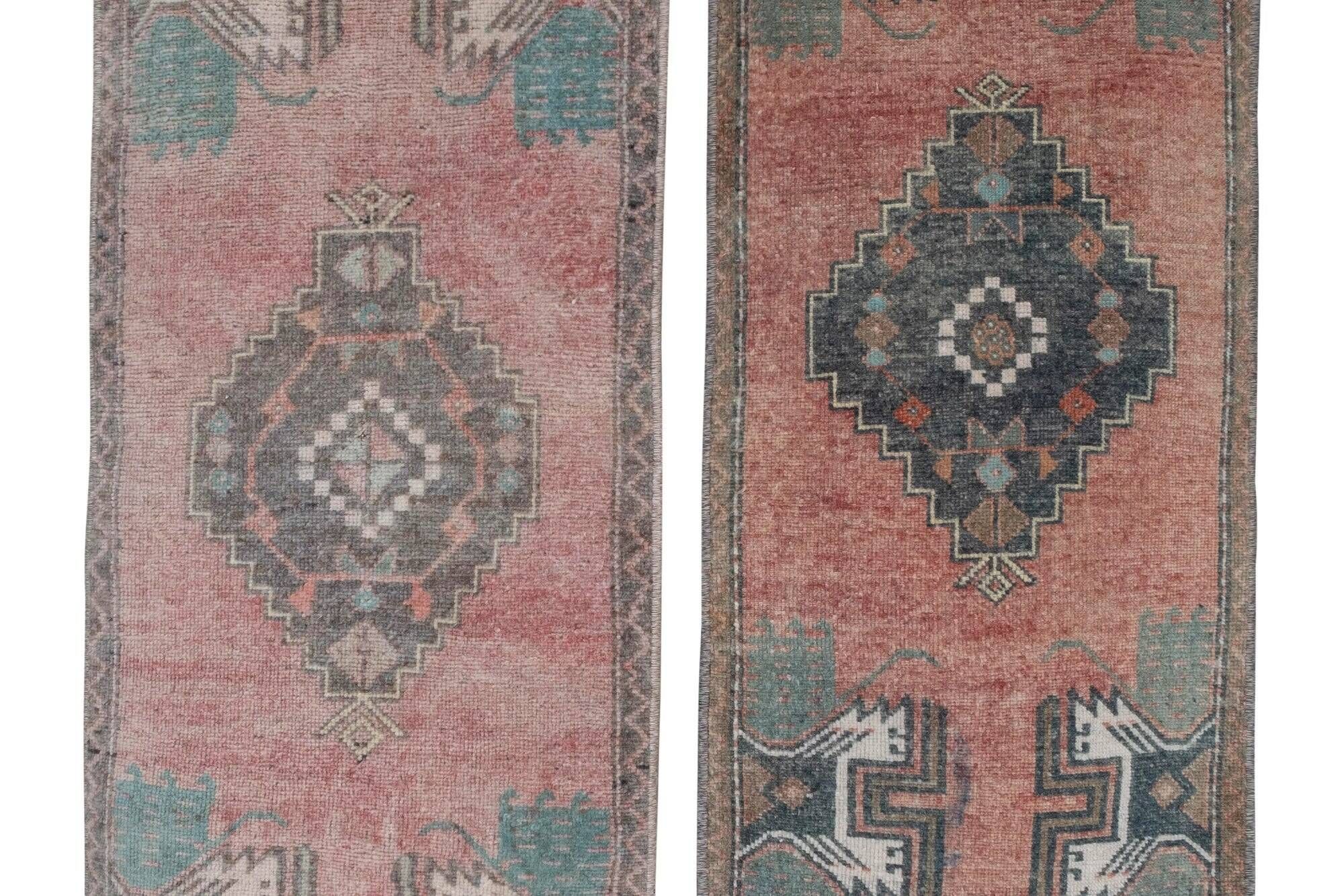 Set of 2 vintage handmade Turkish rugs 46x120 cm