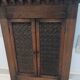 Trypic mirror, with tablet. Velvet and openwork metal braces