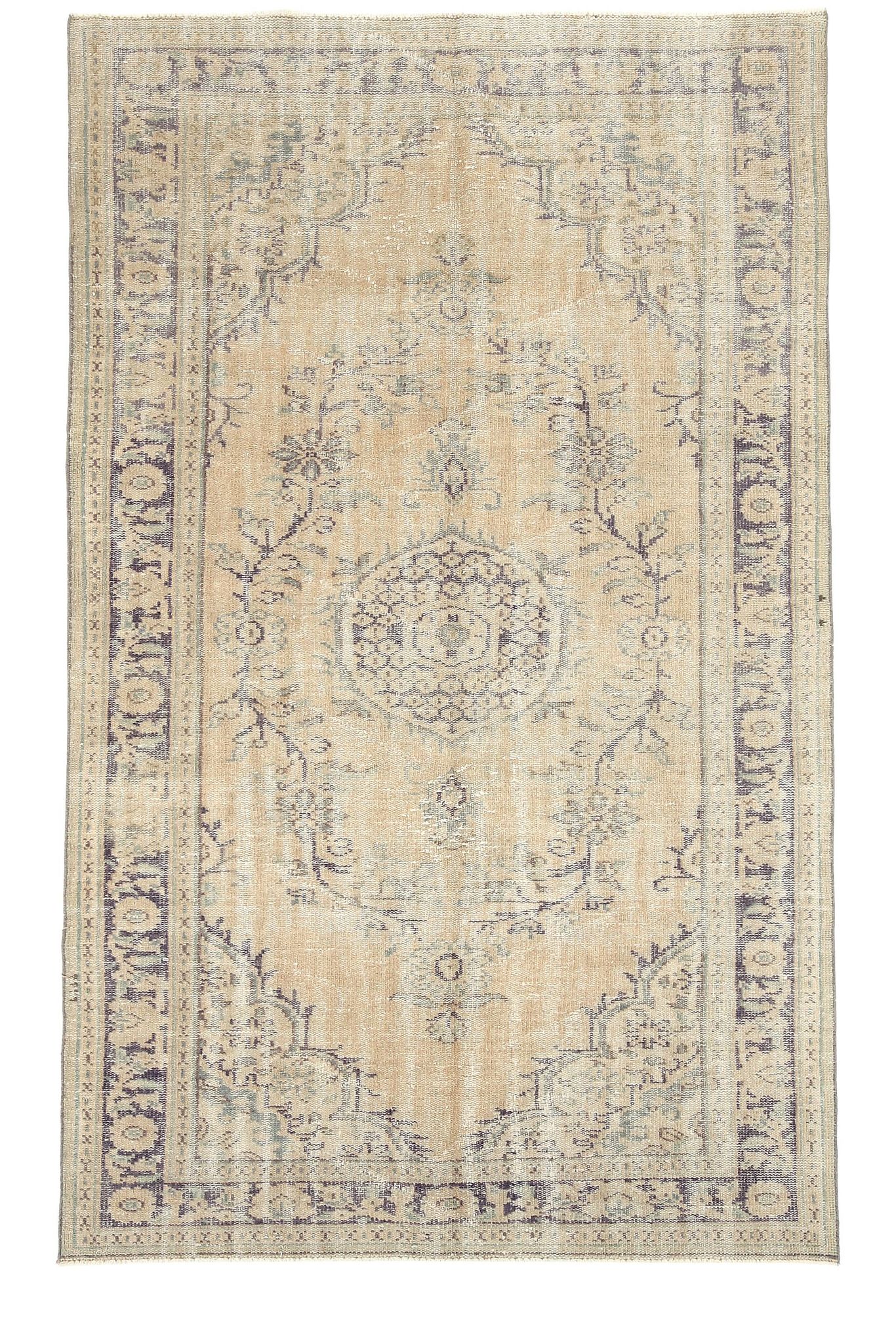 5x9 Beige & Blue Handmade Wool Turkish Rug, 166x272Cm SK 2401 FREE SHIPPING