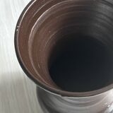 Dark brown ceramic vase, flared shape, smooth finish, classic style