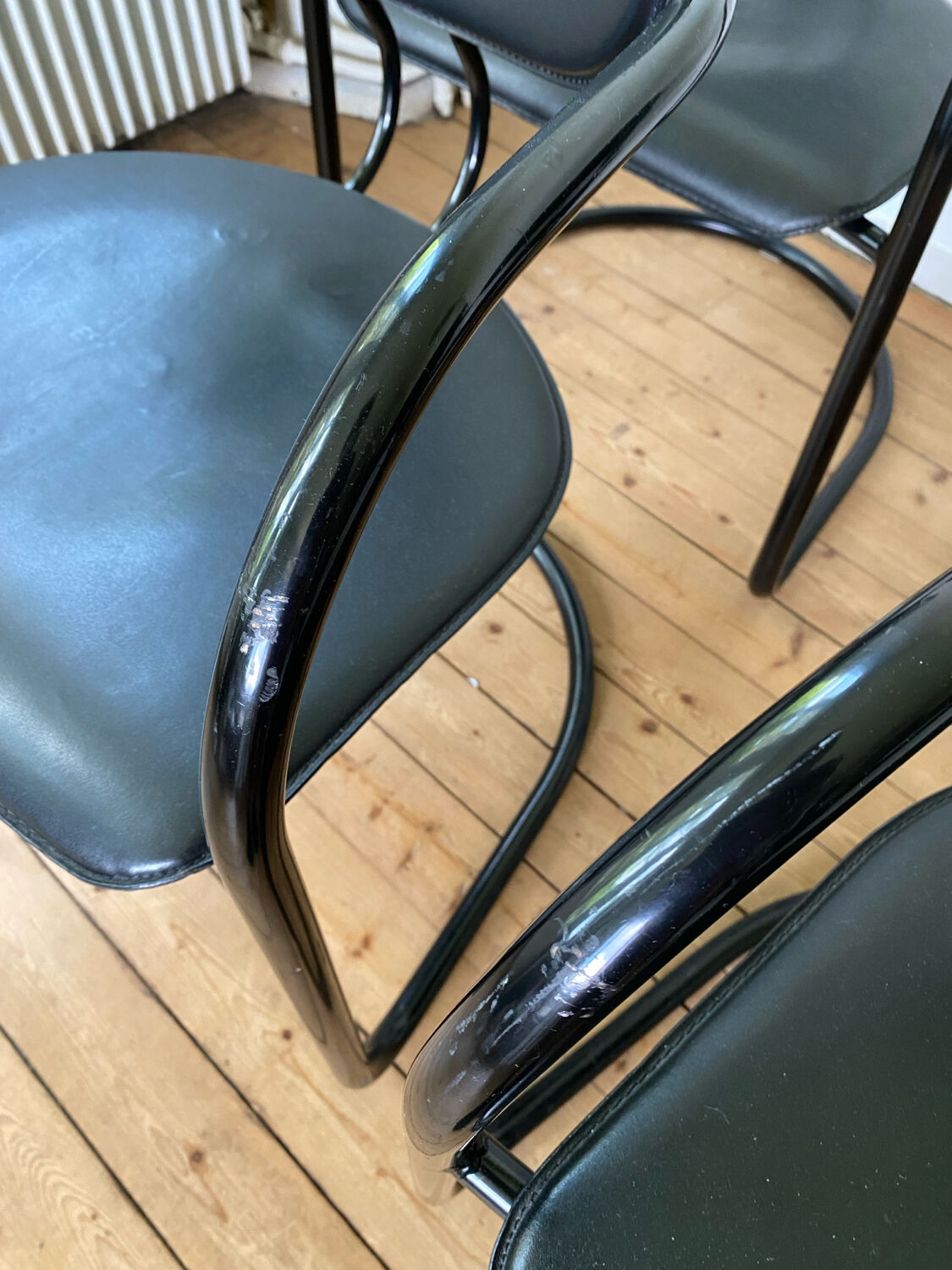 4 Effezeta chairs Italy tubular mid century vintage design 1980