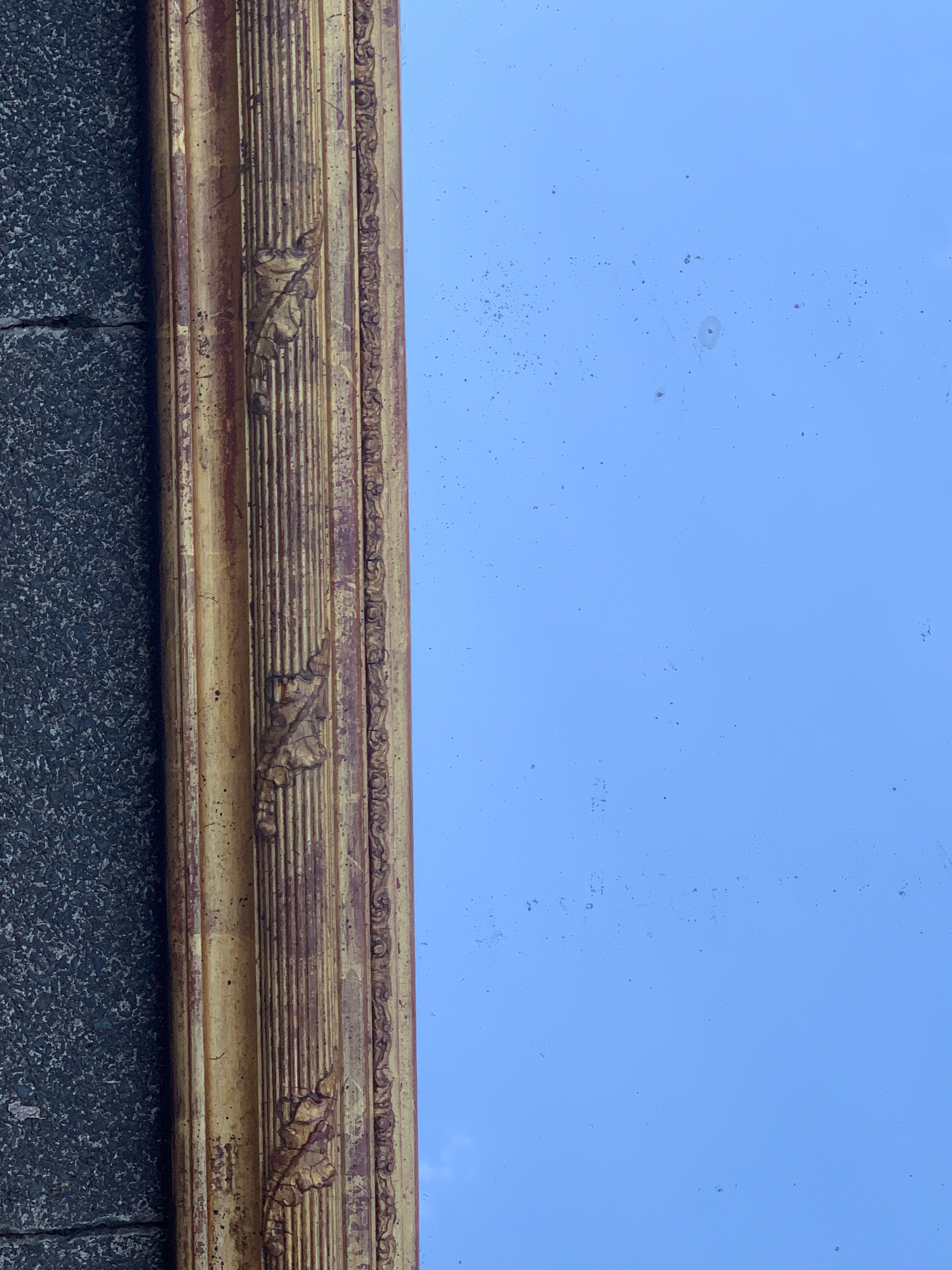 Old style mirror Restoration in gilded stucco wood, 80 x 59 cm