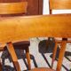 6 vintage 1960s wooden bistro chairs with camel faux leather.