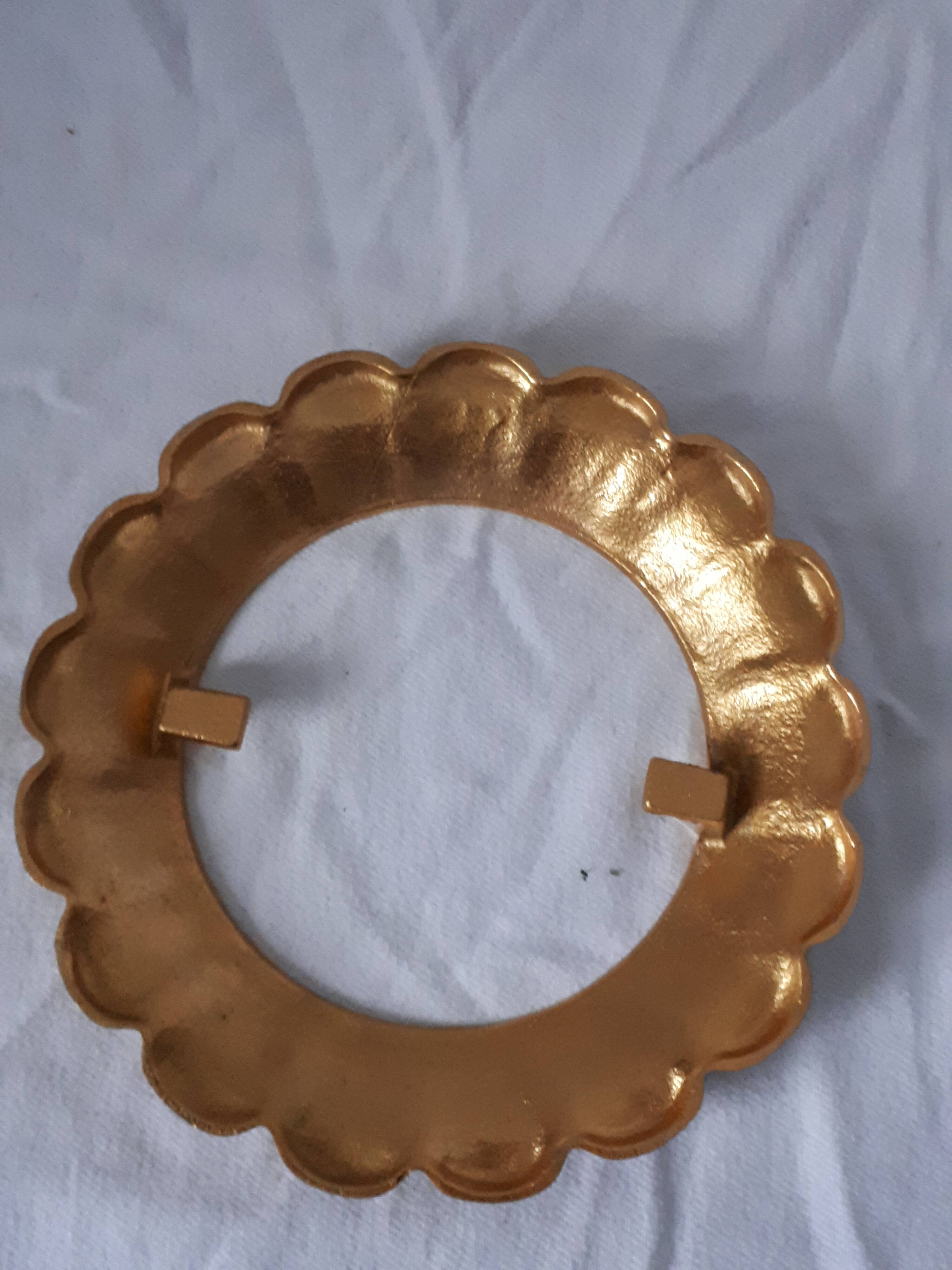 Vintage Limburg a610 gold textured diamond point glass ceiling light 1960s 1970s