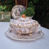 Large vintage French porcelain soup tureen from Moustiers Martres Tolosa