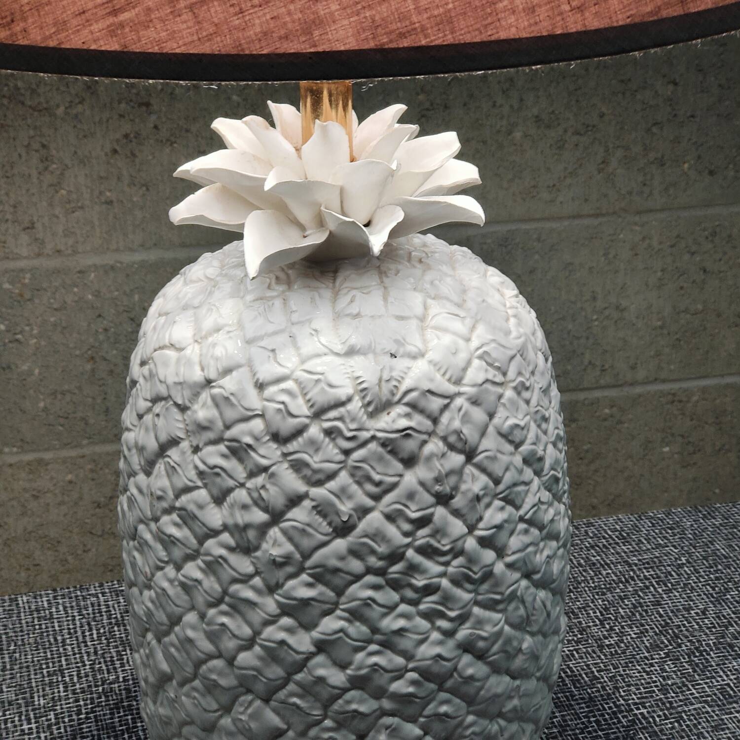 White earthenware pineapple lamp