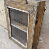 Old tribal wall display case in Burmese teak