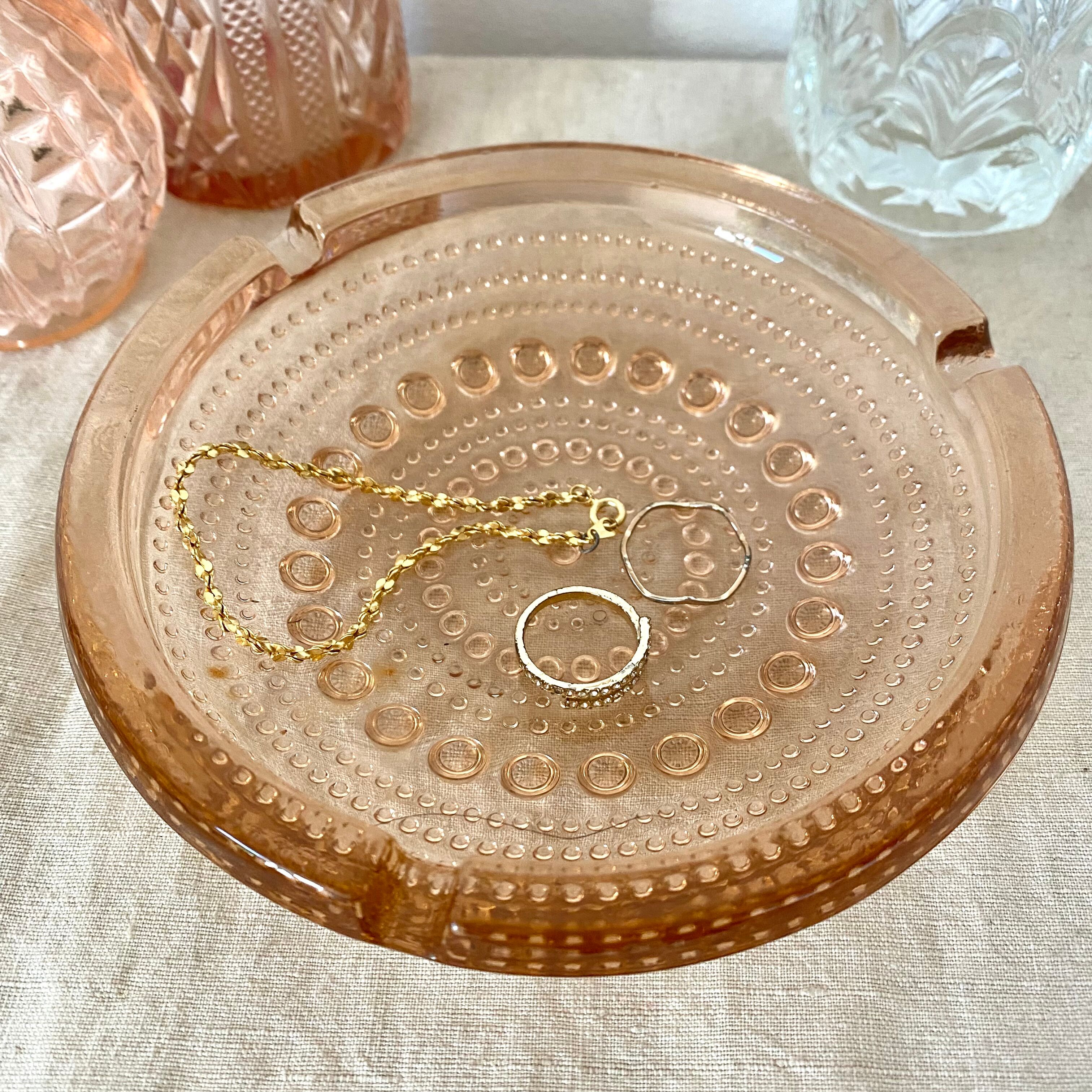 Pink glass ashtray
