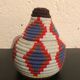 Berber wool and gray and white raffia basket