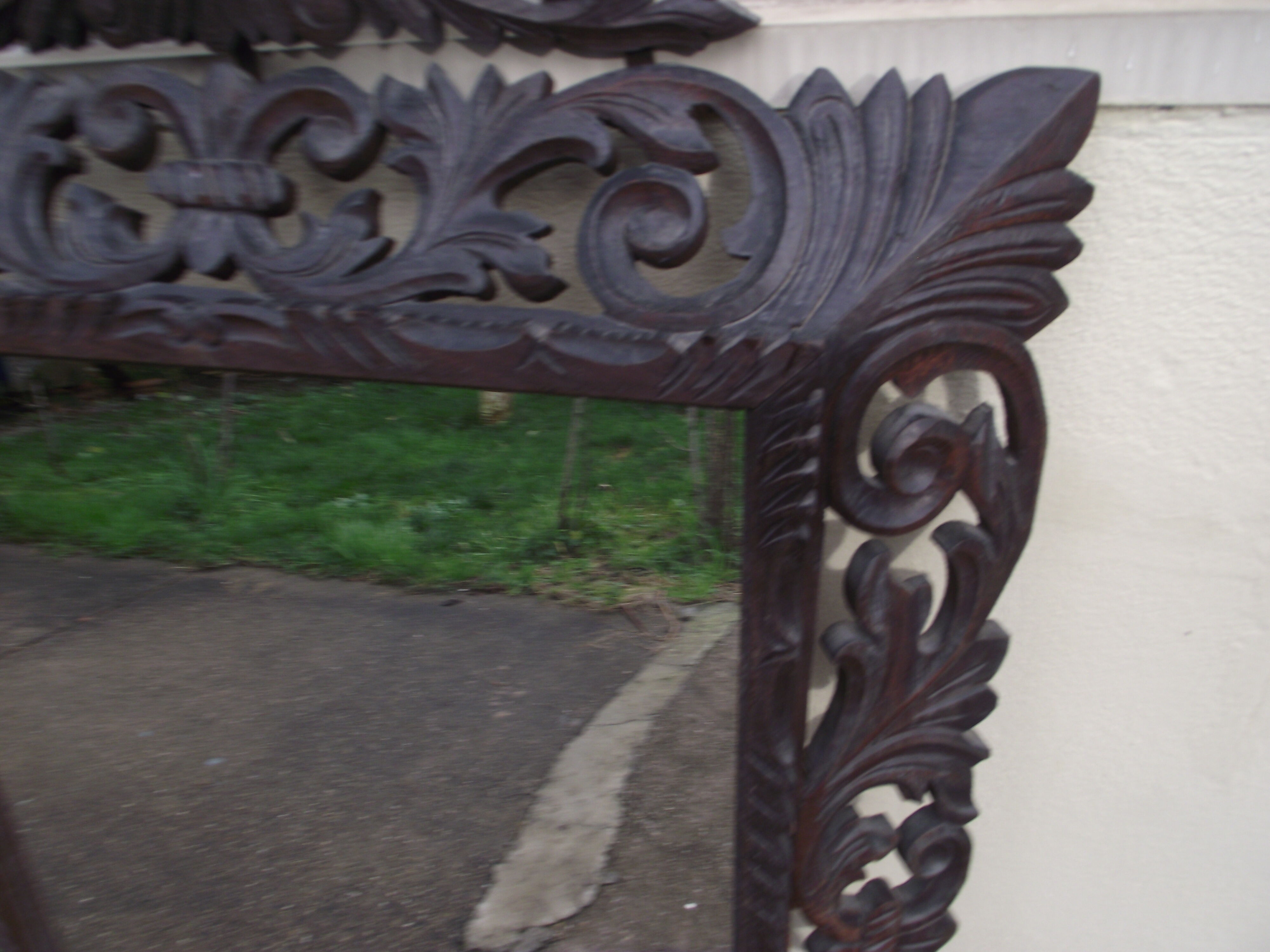 Louis XIII-style carved oak mirror - 129x88cm