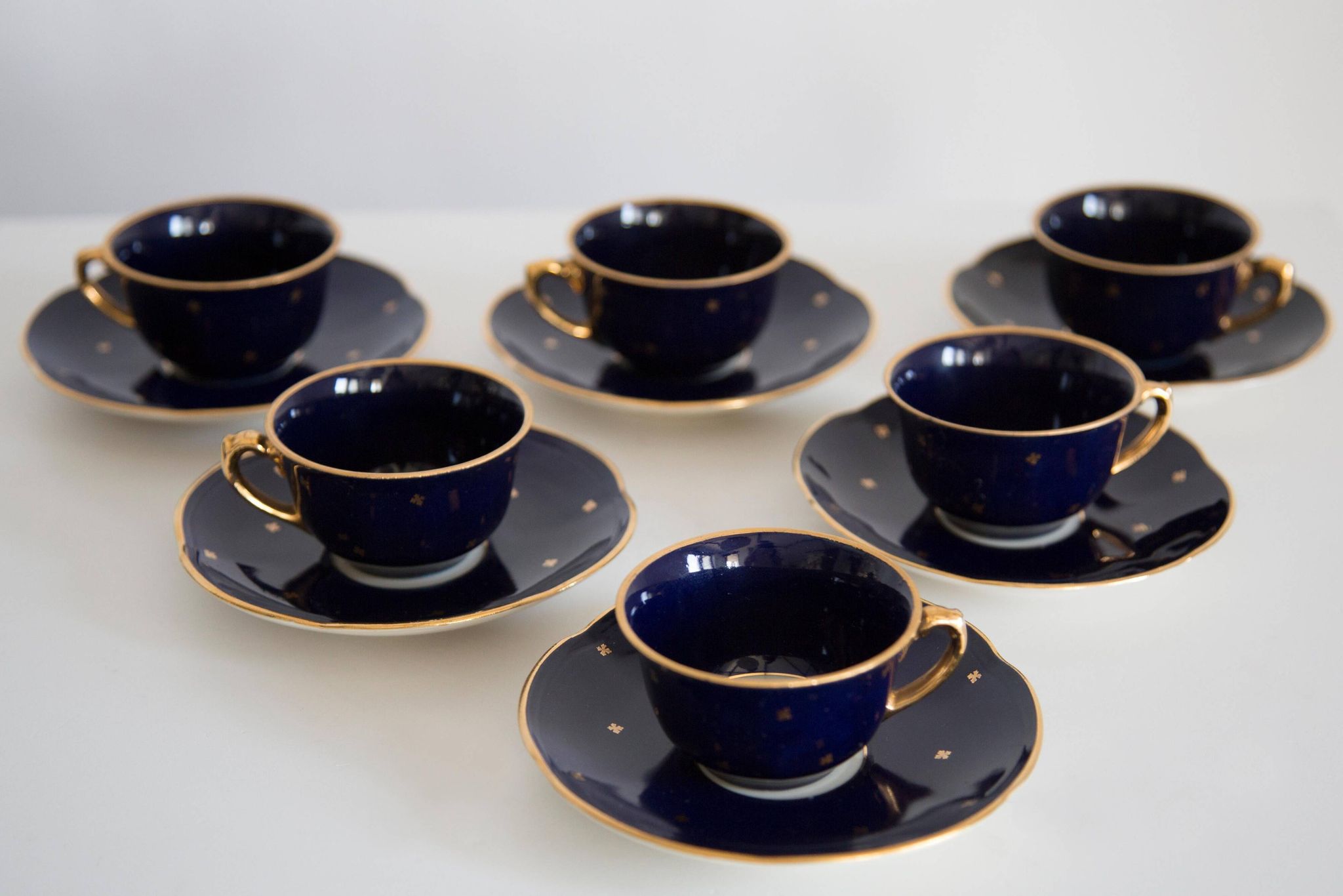 Painted porcelain tea and coffee service, mid-20th century, Poland, 1960.