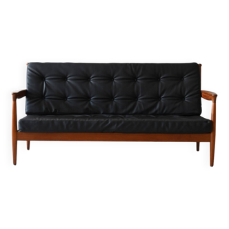 Scandinavian sofa in black faux leather