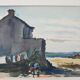 André Duculty (1912-1990) Watercolor on paper "Beachside, probably in Finistère" Signed