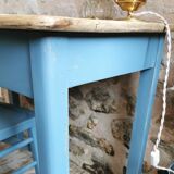 Blue patinated desk and chair