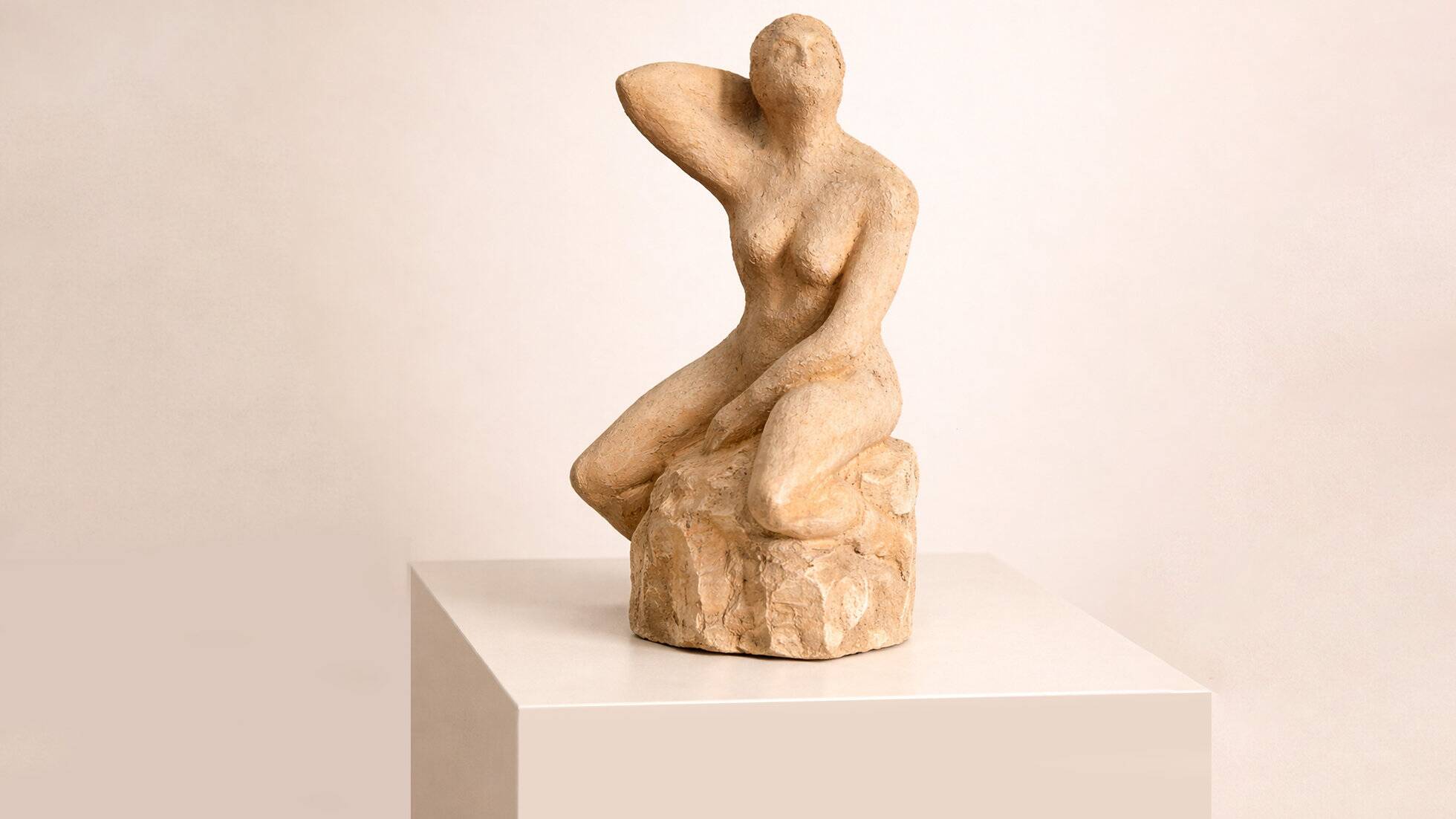 Sculpture en terre cuite – Femme nue assise 1980