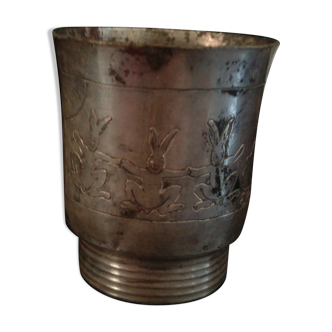 Timbale vintage decors silver-plated rabbits