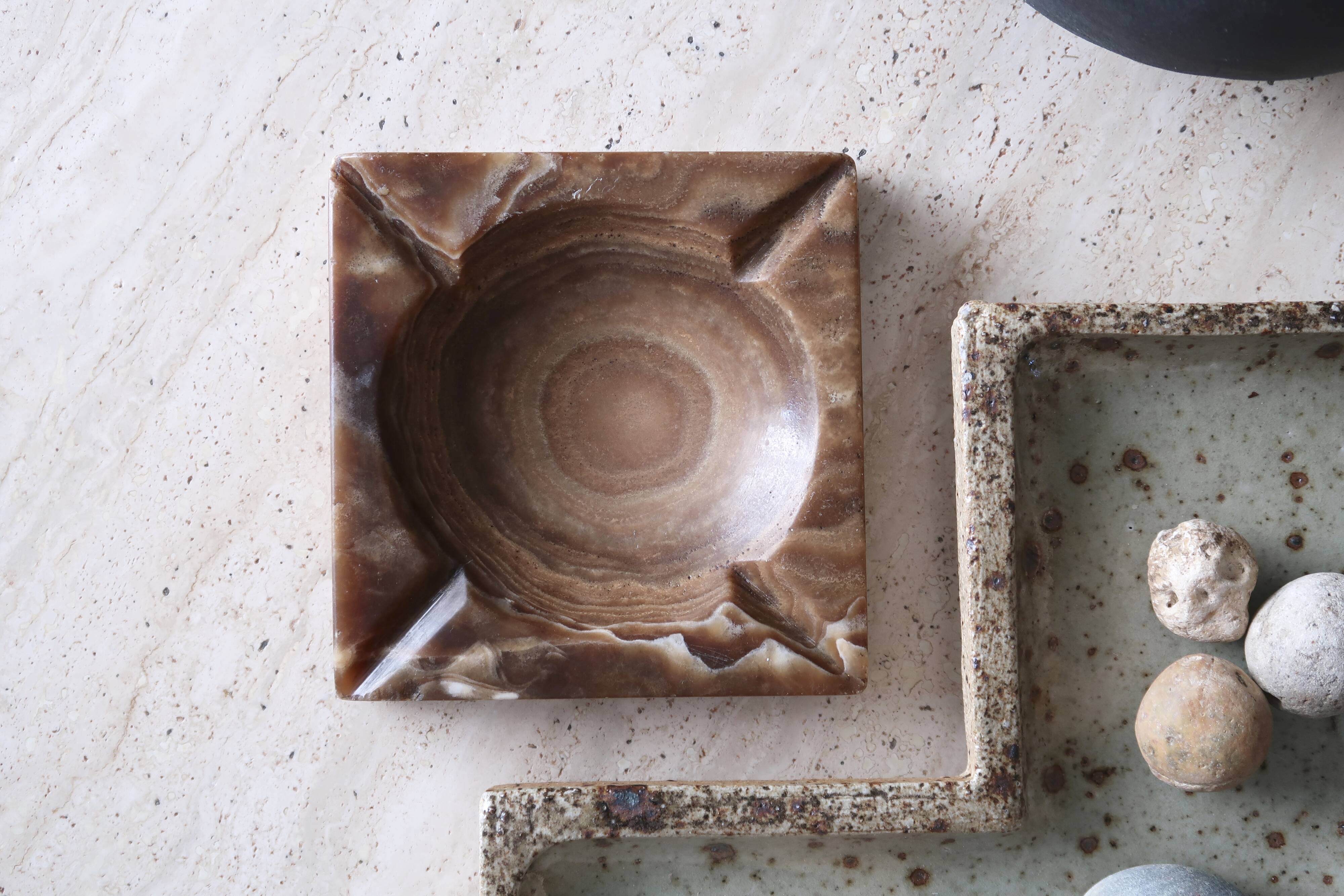 Carved stone ashtray, 70s