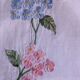 Rectangular tablecloth and its matching vintage hand-embroidered napkin – Bicolour hydrangeas