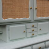 Renovated vintage Mado sideboard – Celadon green & natural cane
