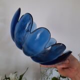 Salad bowl fruit cup vintage blue glass