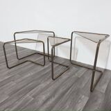Modular Metal and Glass Coffee Tables, 1960s, Set of 4