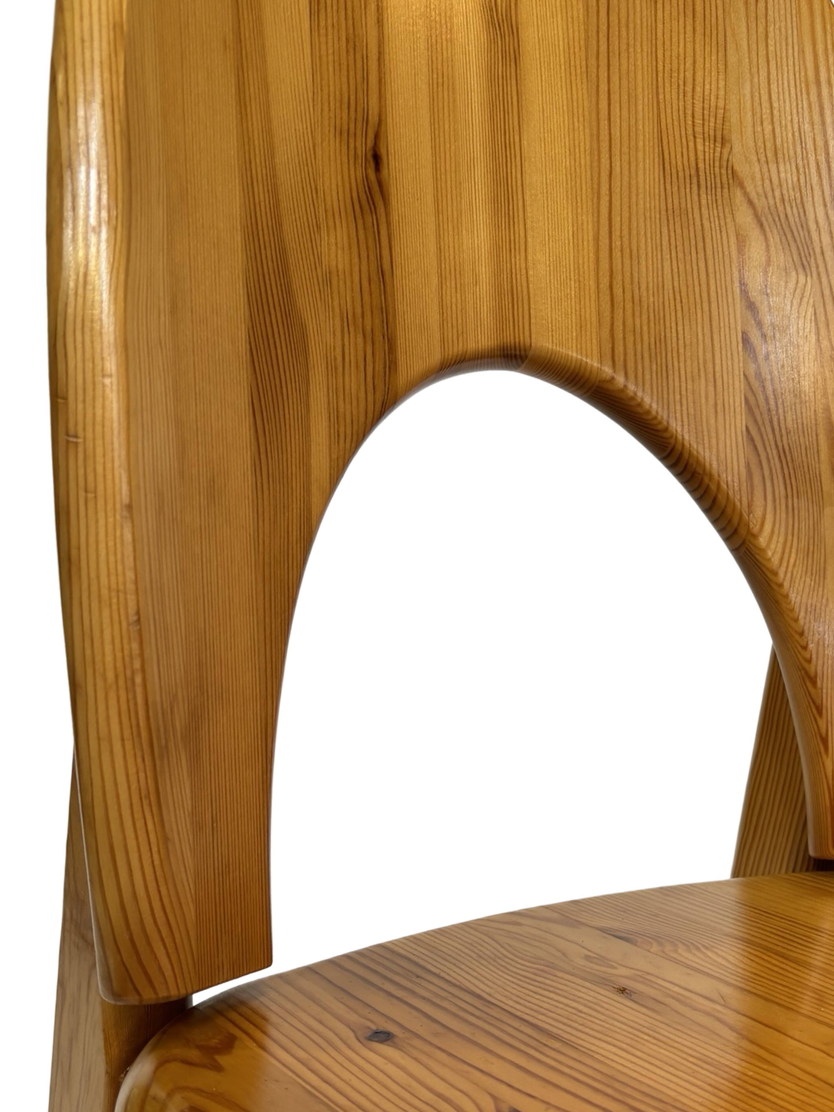 Vintage set of four pinewood chairs Rainer Daumiller minimalist design