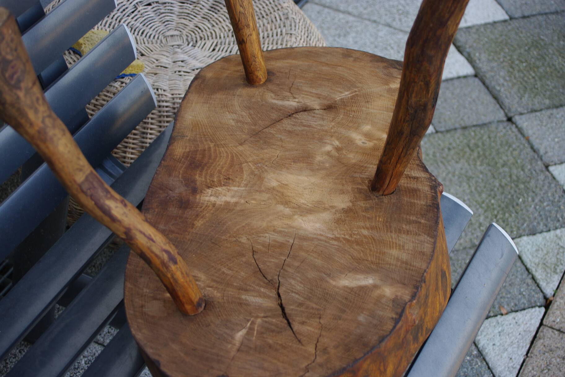 Vintage brutalist side table in solid wood 1960