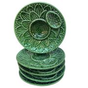Set of 5 antique barbotine plates decorated with artichokes.