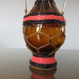 Bottle in pink scoubidou and gold metal 50s 60s