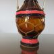 Bottle in pink scoubidou and gold metal 50s 60s