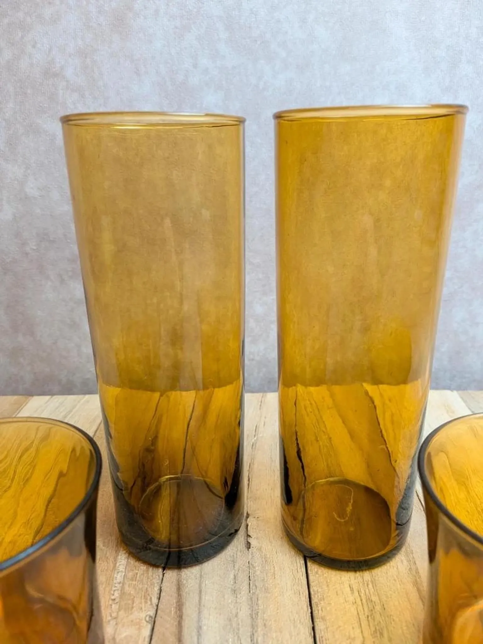 Lot de 4 verres ambrés vintage – Duralex