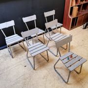 6 vintage garden chairs made of wood and metal