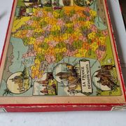 Patience game puzzle France by department Saussine antique