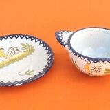 Charolles earthenware bowl with ears / saucer rooster model