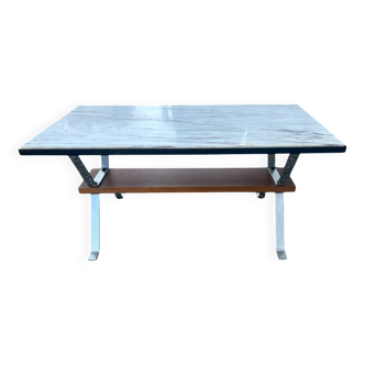 table basse en marbre et chrome