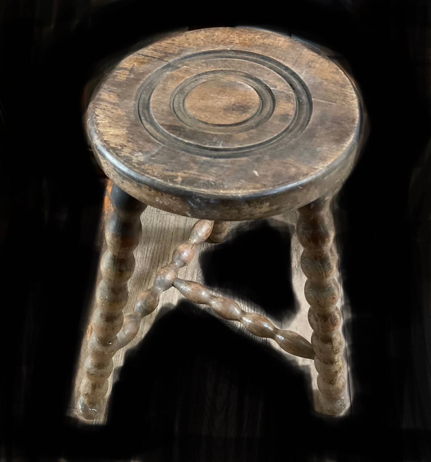 Vintage low wooden stool TBE