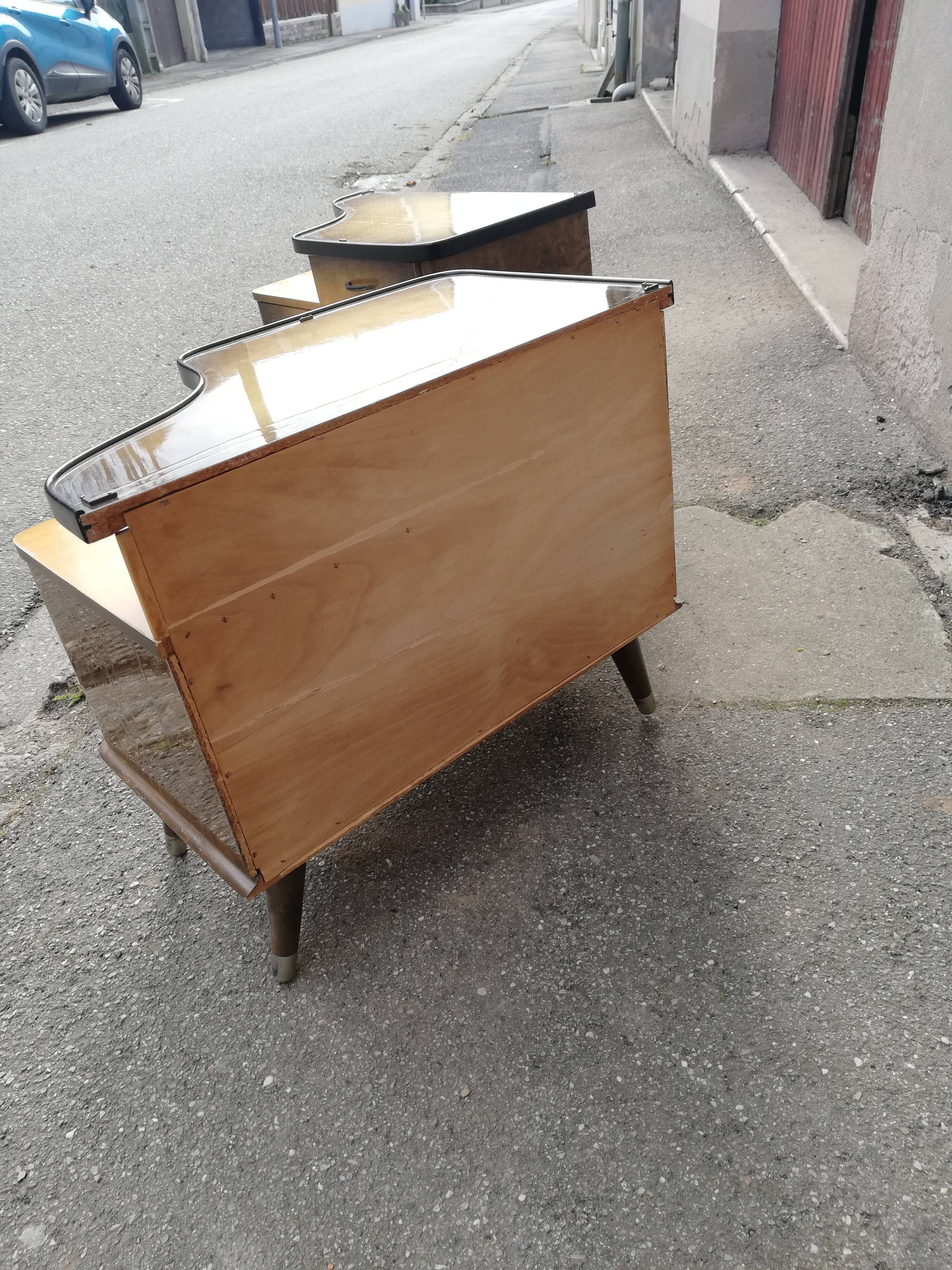 Pair of vintage bedside compass feet