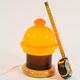 Vintage table lamp in orange glass and black perforated metal 70s