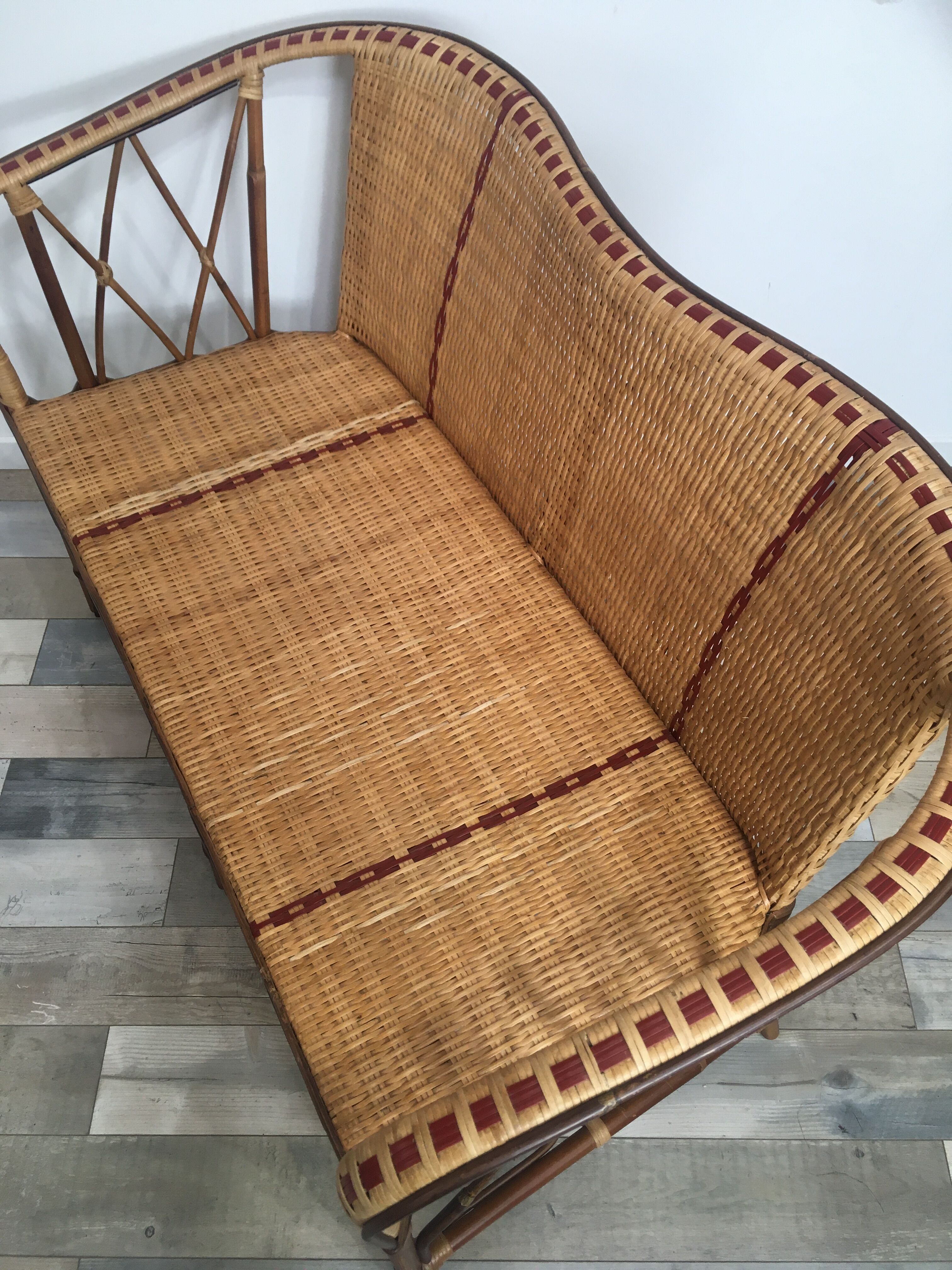 Woven rattan sofa