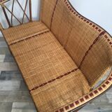 Woven rattan sofa