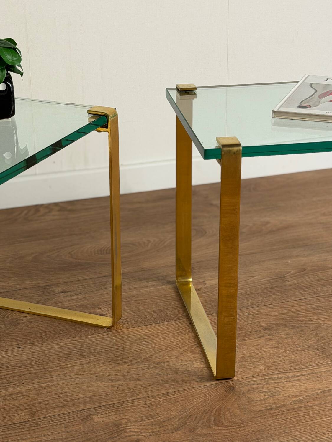 Pair of vintage gilt coffee tables by Friedrich Wilhelm Möller, 1970s
