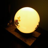 Art deco lamp, to pose, marble base, brass bird decoration, opaline - 40s