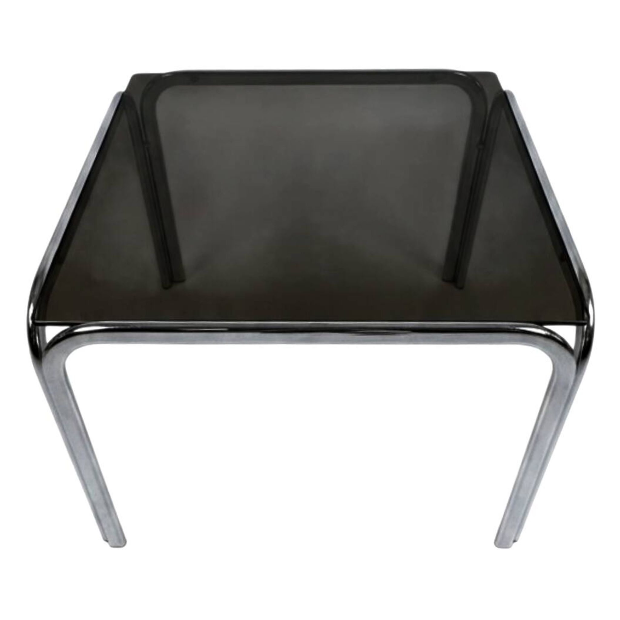 Vintage 70s coffee table - Chrome & smoked glass