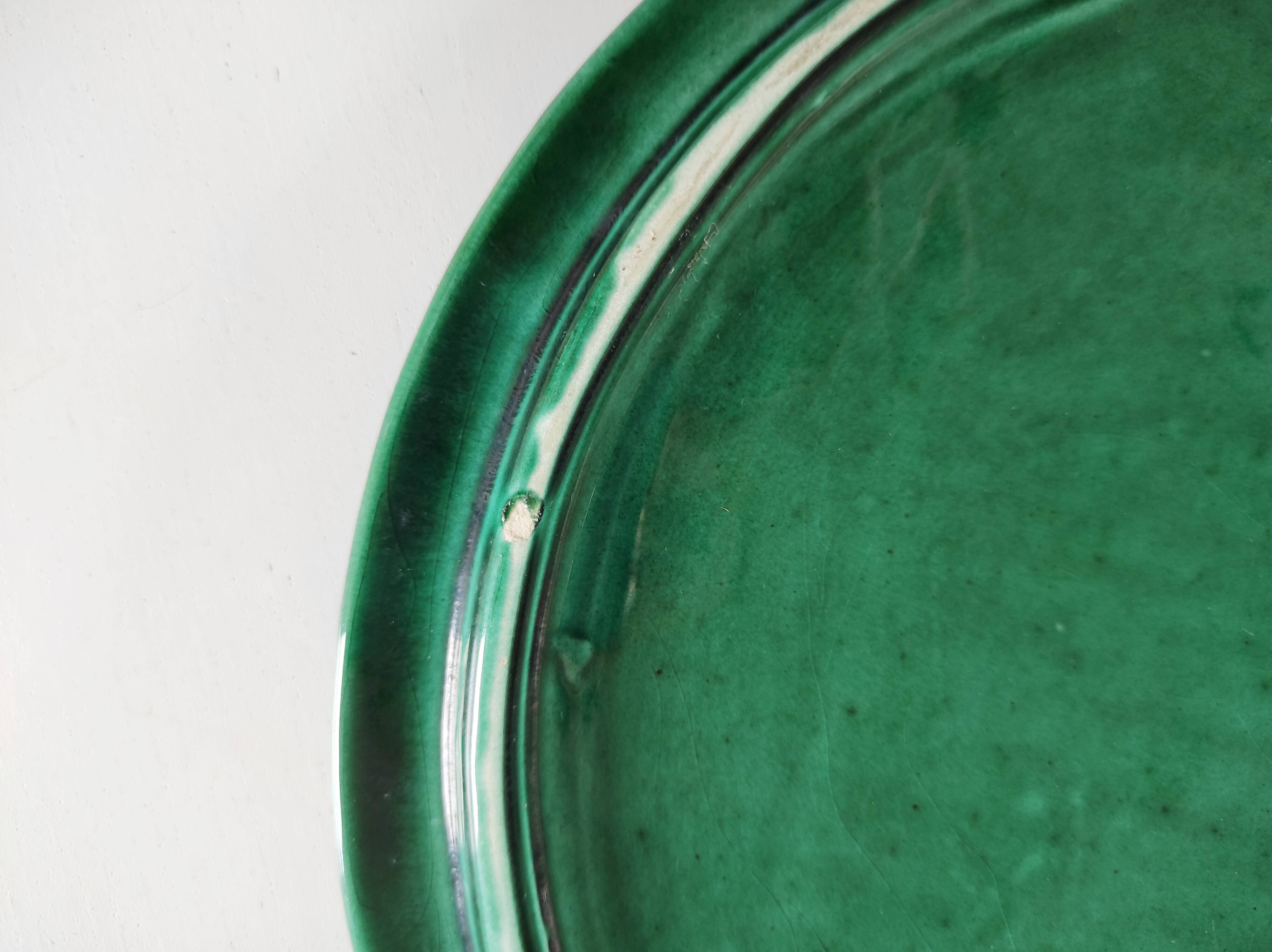 Green ceramic straw effect trivet