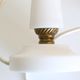 Marble and brass lamp, shade in flowery green fabric, 50s/60s