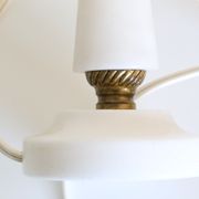 Marble and brass lamp, shade in flowery green fabric, 50s/60s